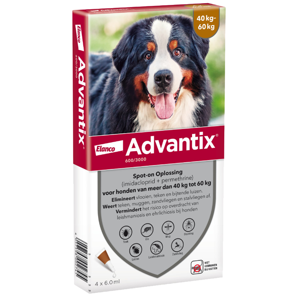 Advantix vlooien- en tekenpipet voor honden 600/3000 (40 tot 60 kg)