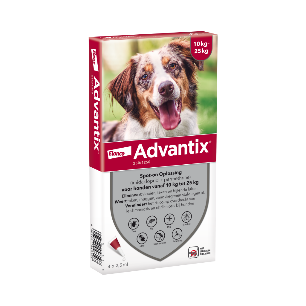 Advantix vlooien- en tekenpipet voor honden 250/1250 (10 tot 25 kg)