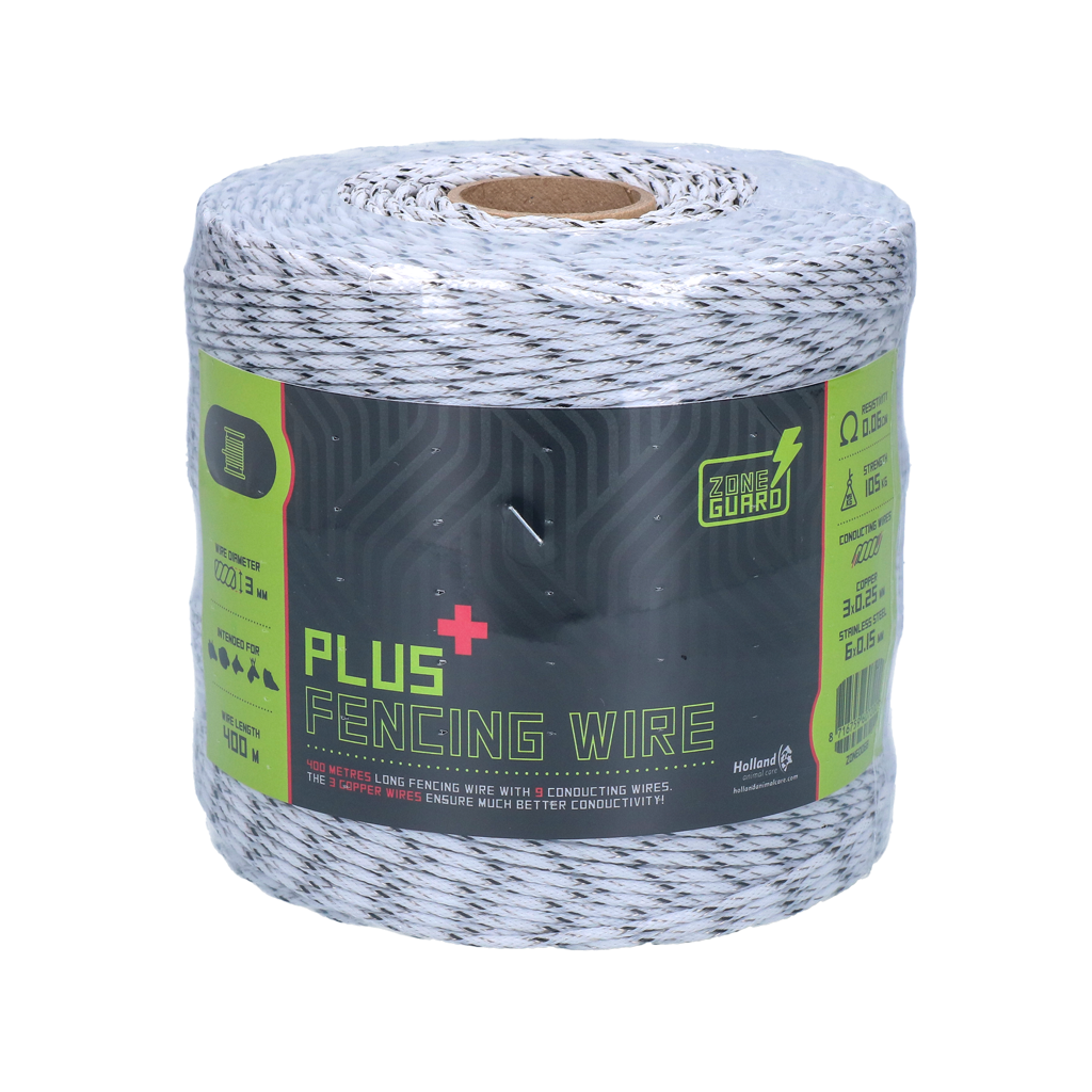 ZoneGuard 3 mm Plus afrasteringsdraad wit en zwart 400 m