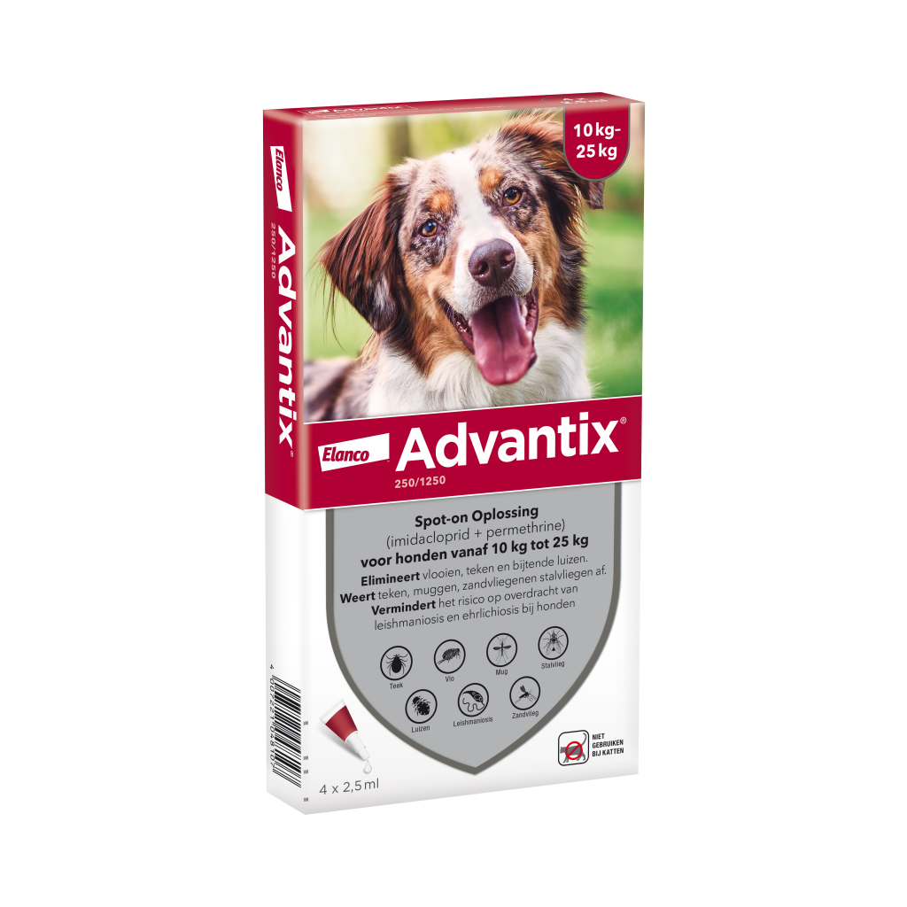 Advantix vlooien- en tekenpipet voor honden 250/1250 (10 tot 25 kg)