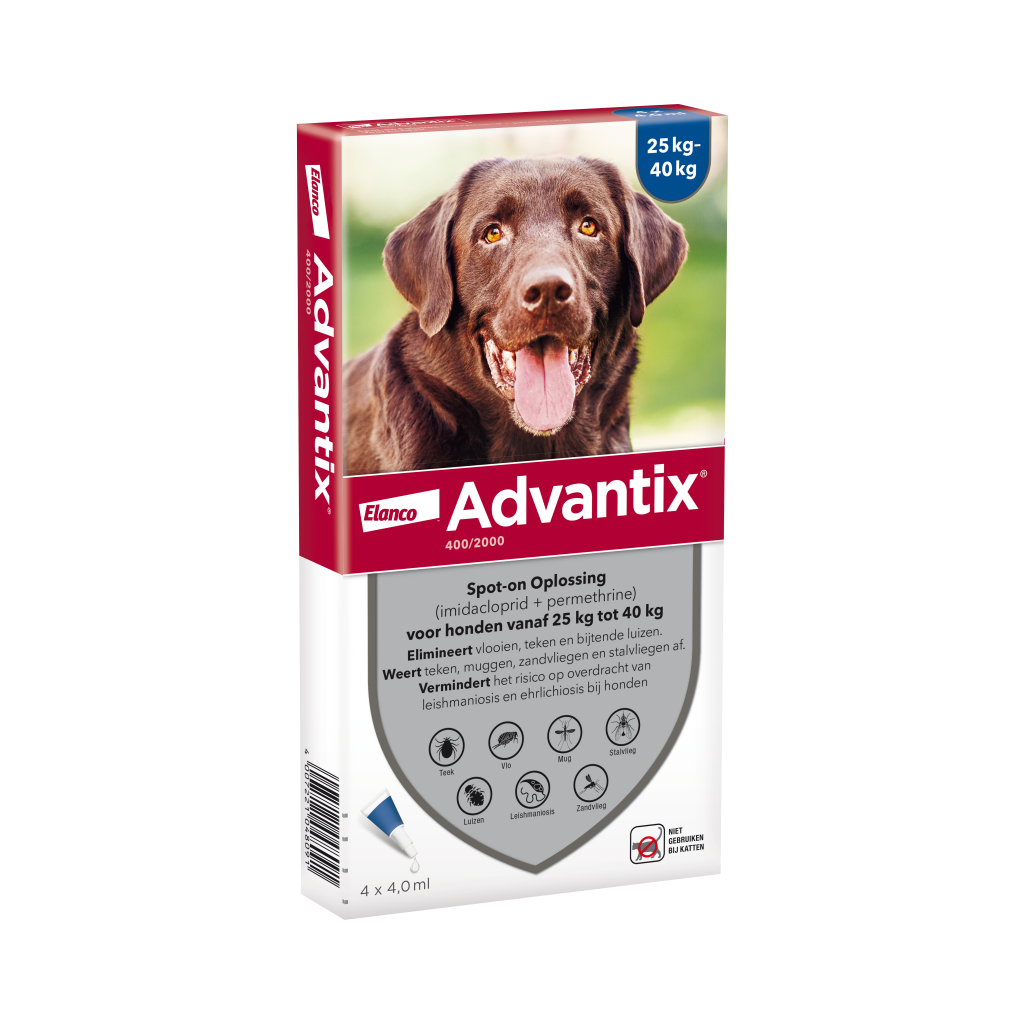 Advantix vlooien- en tekenpipet voor honden 400/2000 (25 tot 40 kg)