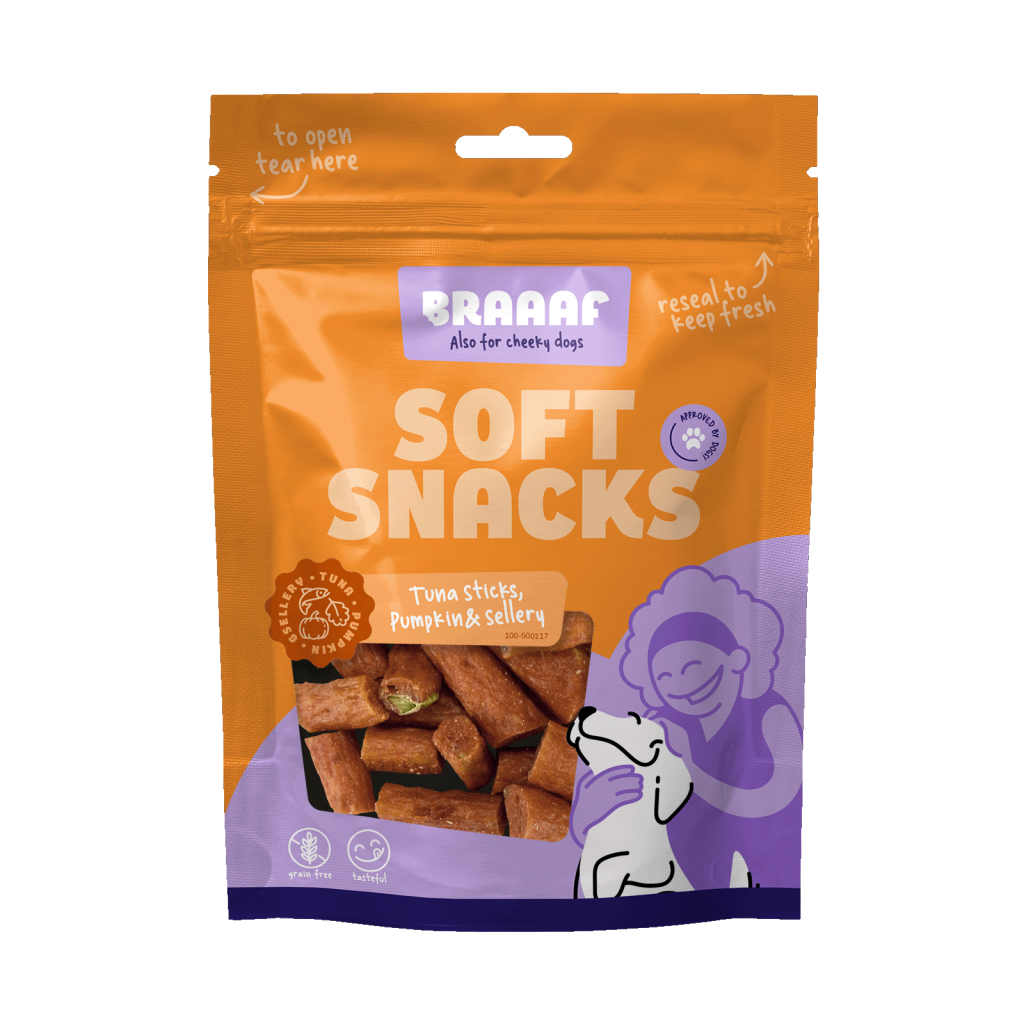 Braaaf Soft Snack met tonijn pompoen en selderij