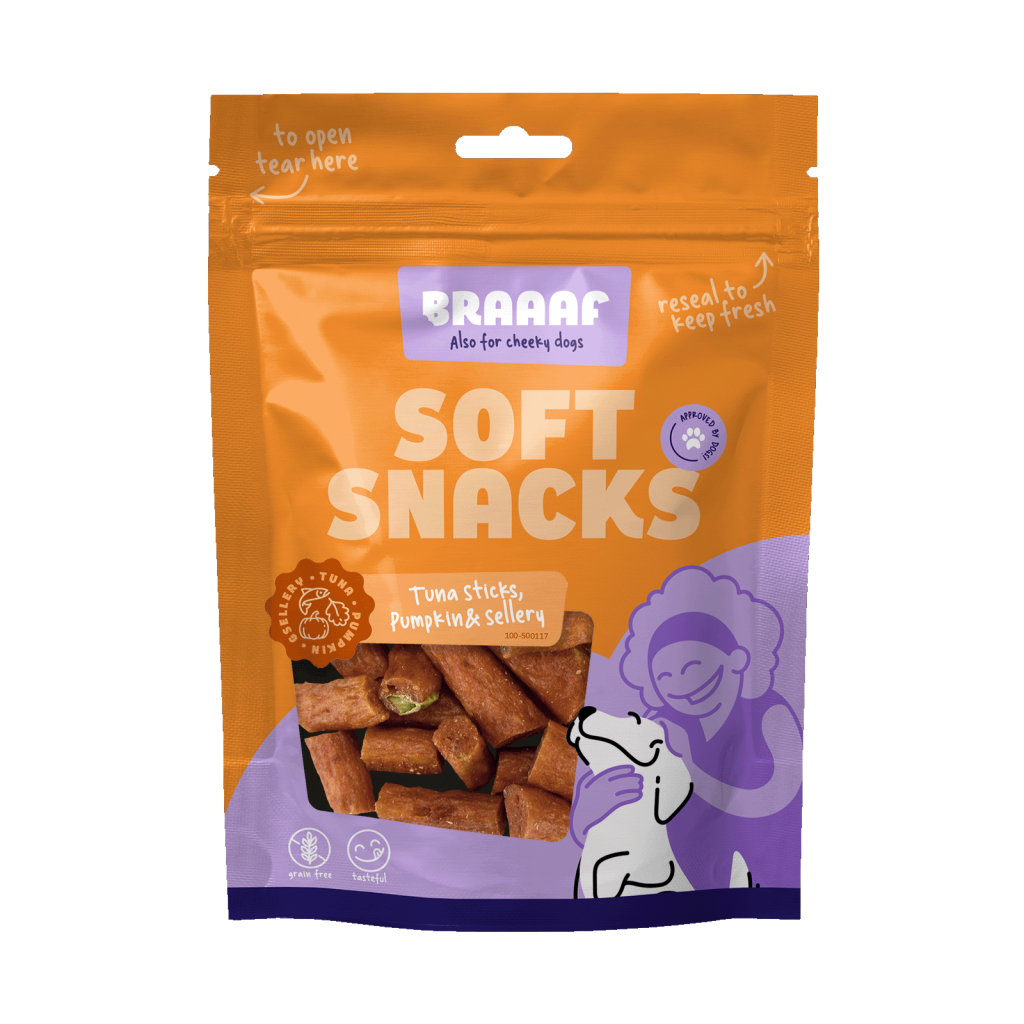 Braaaf Soft Snack met tonijn pompoen en selderij