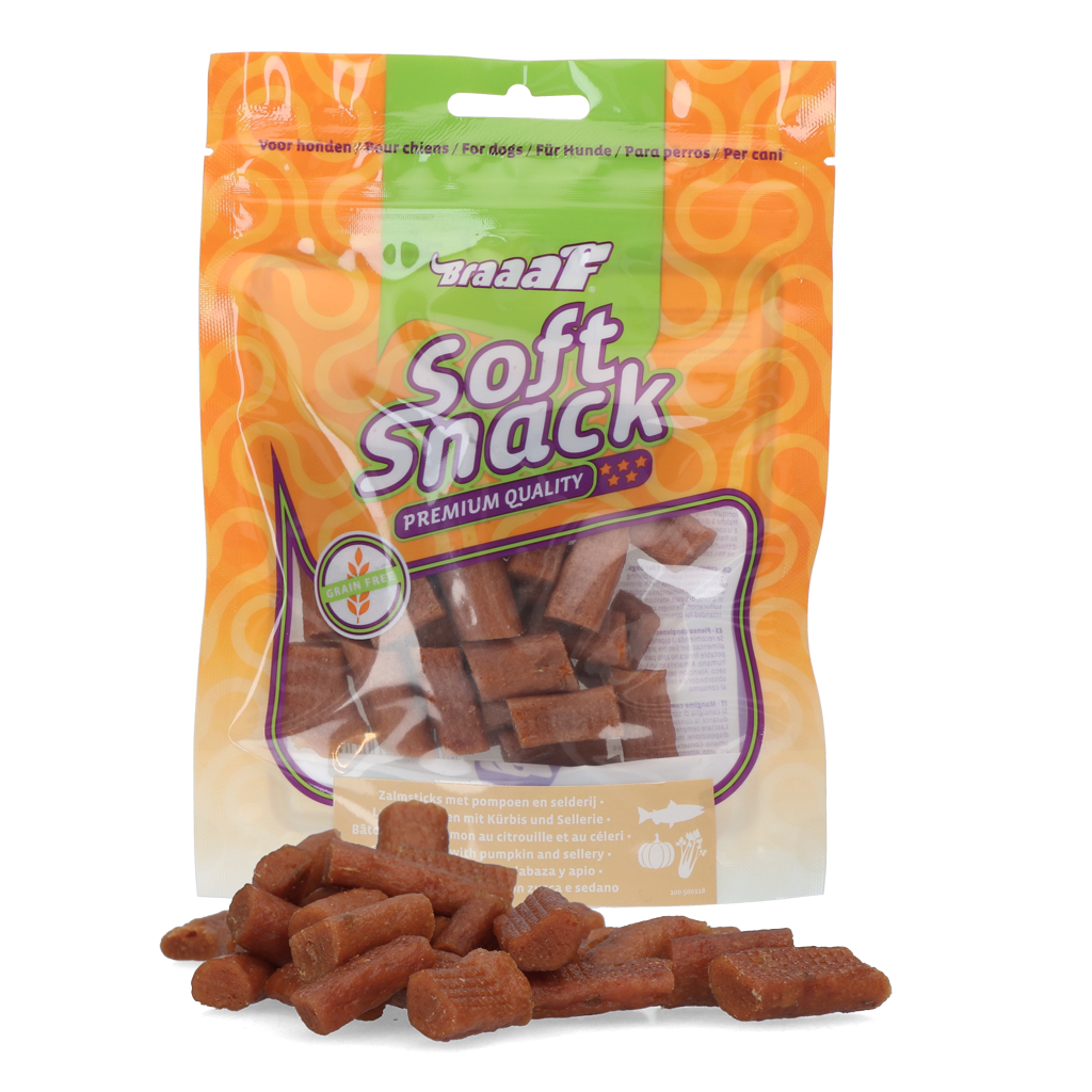 Braaaf Soft Snack met Zalm pompoen en selderij