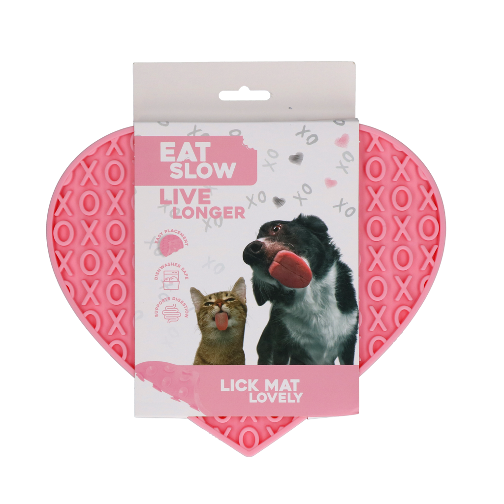 Eat Slow Live Longer Lick Mat Lovely Heart