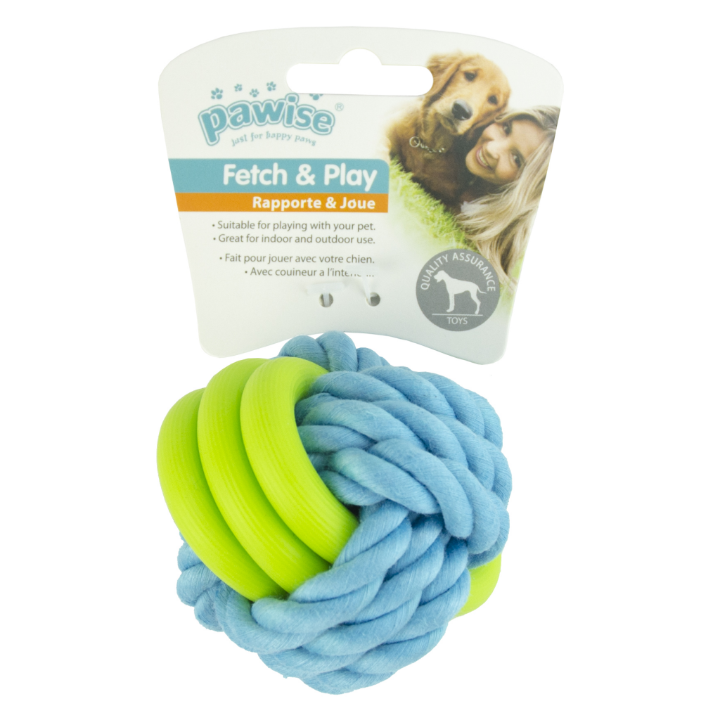 Pawise Fetch & Play Twin Rope Ball