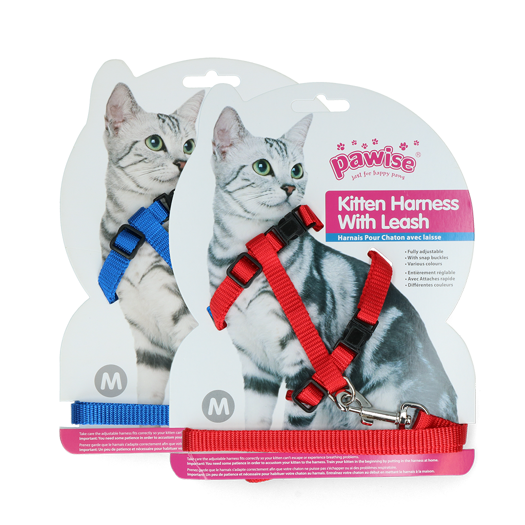 Pawise Kitten Harness With Leash Red/Blue