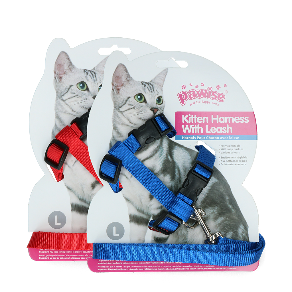 Pawise Kitten Harness With Leash Red/Blue