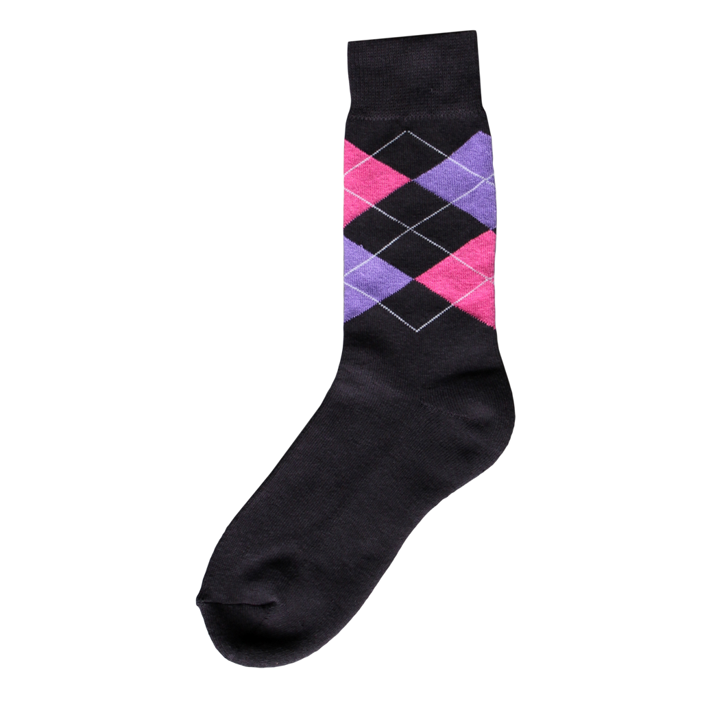 Ruitersok d.grijs/roze/paars 43-46