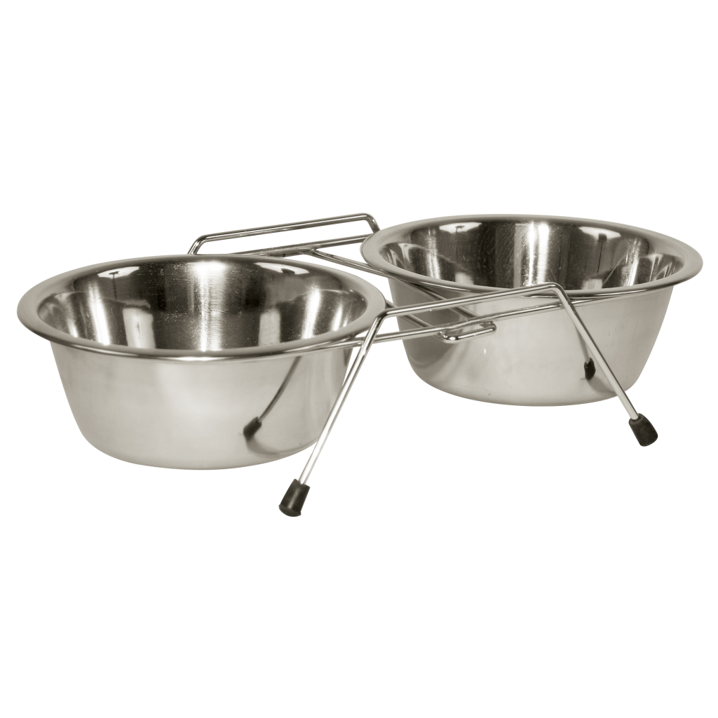 RVS Voerbak Twin Feeder 2 x 450 ml