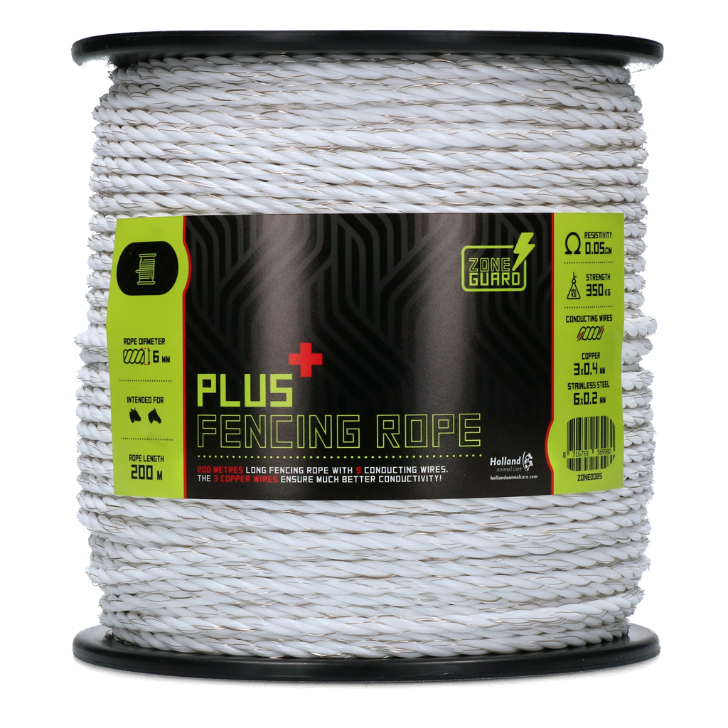 ZoneGuard 6 mm Plus afrasteringskoord wit 200 m